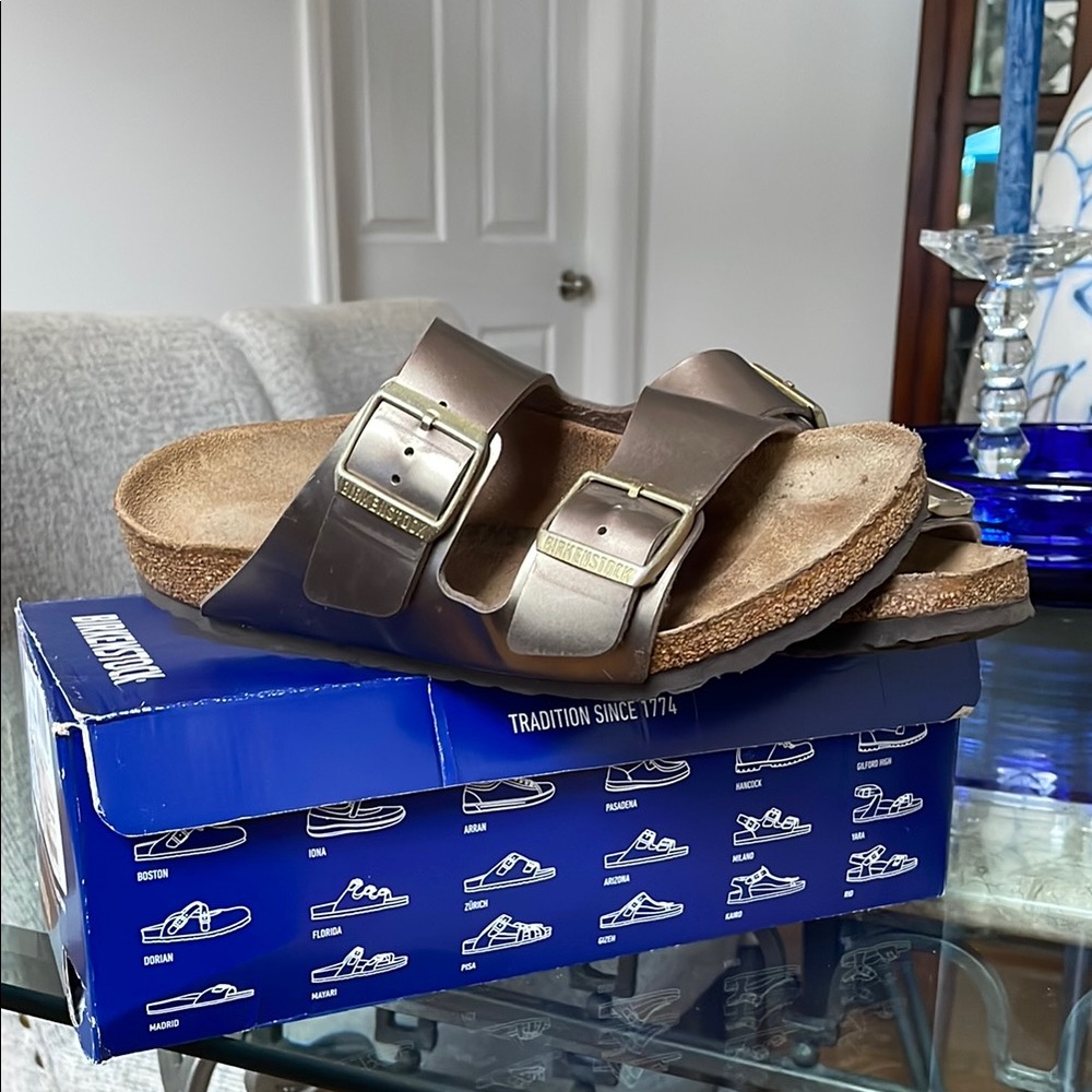 Birkenstock Brown Metallic Sandals